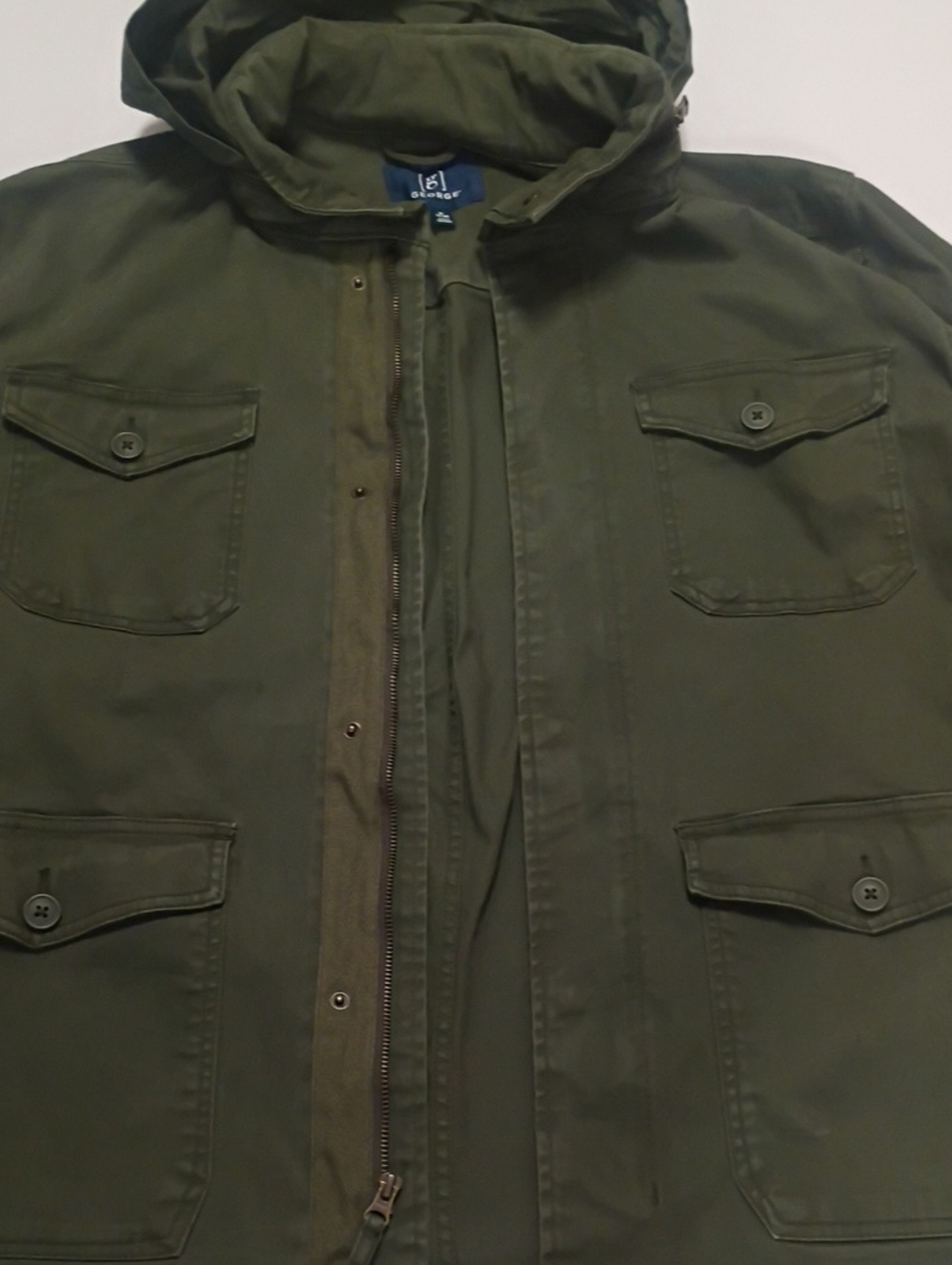 Men's Army Green Hooded Jacket Preppy Four Pockets
